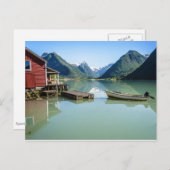 Fjord-landschap met botenhuis en bergen briefkaart (Voorkant / Achterkant)