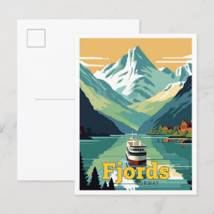 Fjords Norway Travel Art  Illustratie Briefkaart