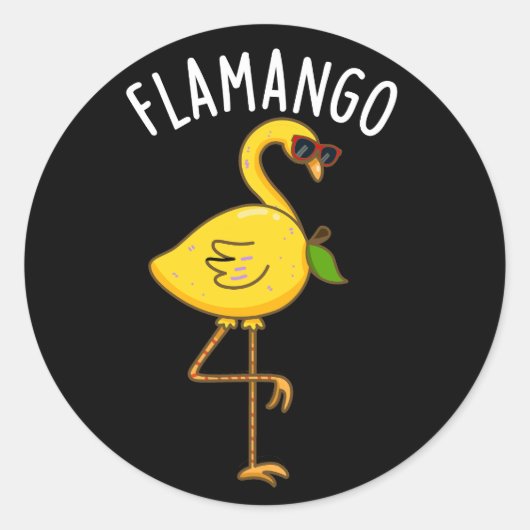 Fla-mango Grappige Flamingo Pun Donker BG Ronde Sticker (Voorkant)
