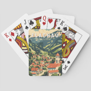 Flachau Oostenrijk Illustratie Reizen Art Vintage Pokerkaarten