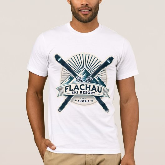 Flachau Oostenrijk Skigebied Retro Design T-shirt (Voorkant)