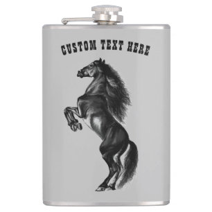 Flacon à cheval noir avec texte personnalisé