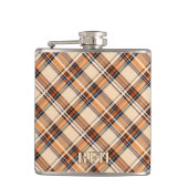 Flacon à hip monogrammé avec plaid diagonal en vin (Devant)