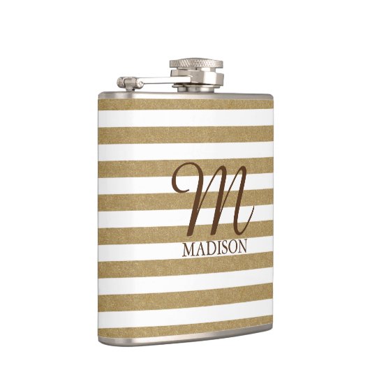 Flacon à Parties scintillant d'or avec monogramme (Droite)