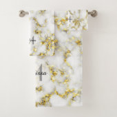 Flacon brillant en marbre noir et blanc Monogramme (En situation)