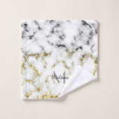 Flacon brillant en marbre noir et blanc Monogramme (Gant de toilette)