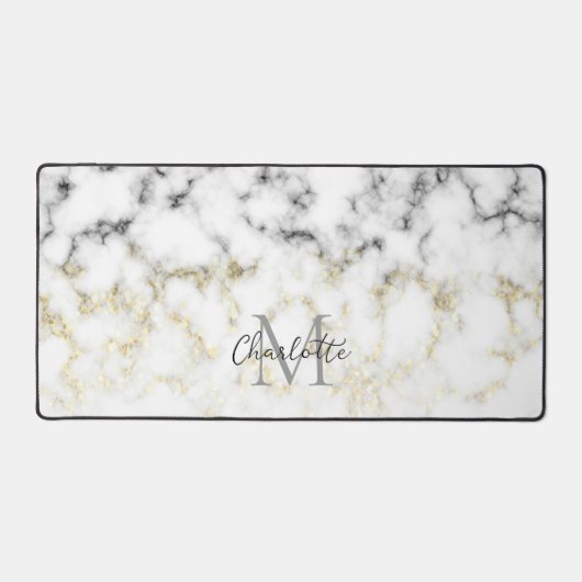 Flacon brillant en marbre noir et blanc Monogramme (Recto)