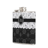Flacon Chic Monogramme en Dentelle Noir et Blanc (Gauche)