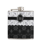 Flacon Chic Monogramme en Dentelle Noir et Blanc (Devant)