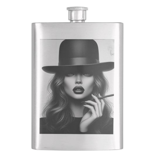 Flacon classique avec AI design femme avec bowler (devant)