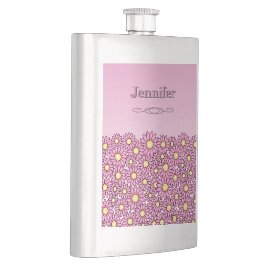 Flacon Classique en Acier Inoxydable Fleur Rose (Droite)