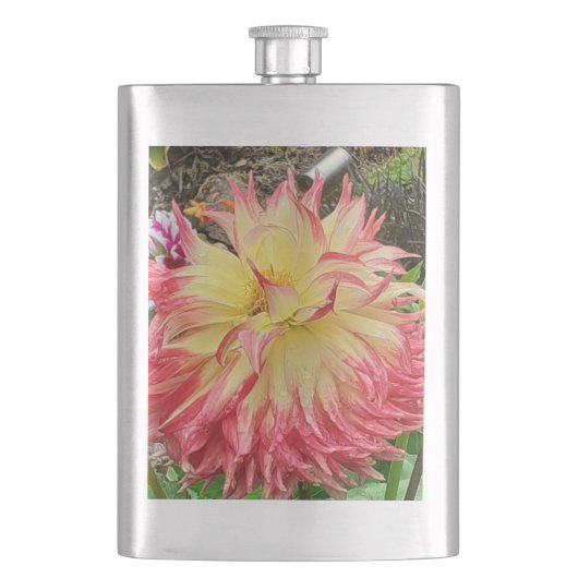 Flacon de hanche classique rose et jaune Dahlia (devant)