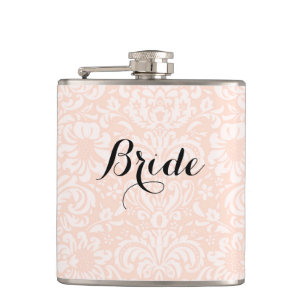 Flacon de mariée en damas vintage rose