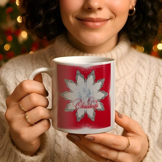Flacon de neige brillant géant de noël Mug