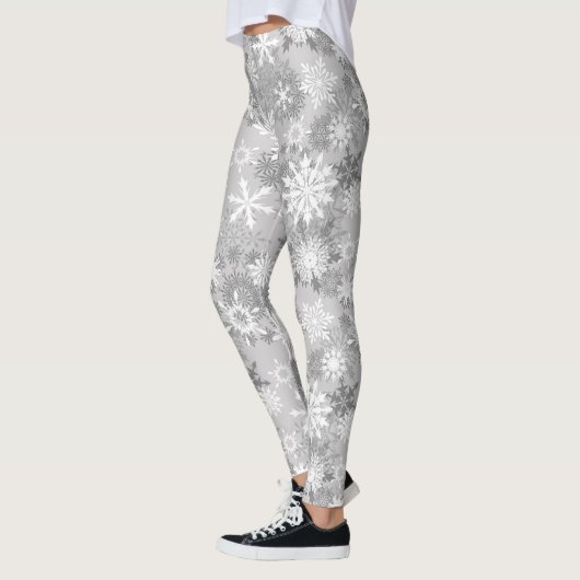 Flacon de neige gris blanc motif leggings Noël (Gauche)