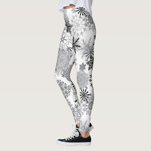 Flacon de neige gris blanc motif leggings Noël (Gauche)