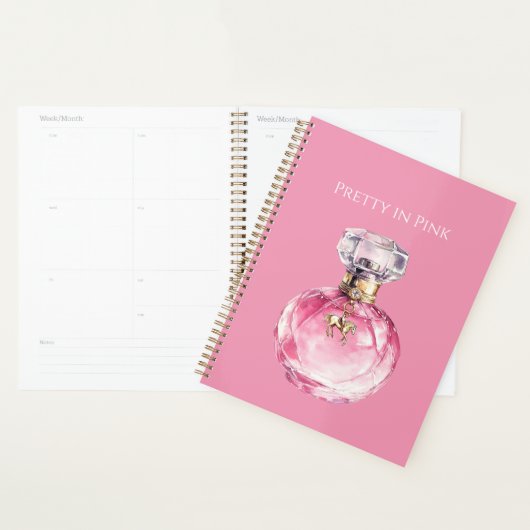 Flacon de parfum Pretty in Pink avec breloque chev (Devant avec enveloppe)