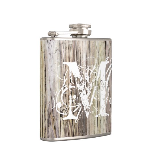 Flacon de vinyle enveloppé en bois rustique monogr (Droite)