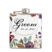 Flacon de Whiskey de chambre Roses blanches Or géo (Devant)