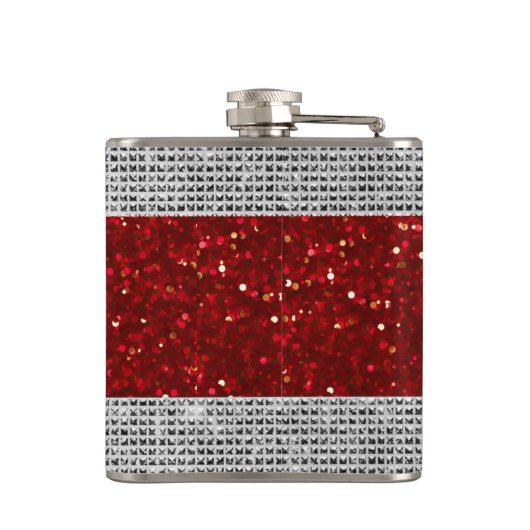 Flacon élégant recouvert de vinyle rouge pailleté (Dos)