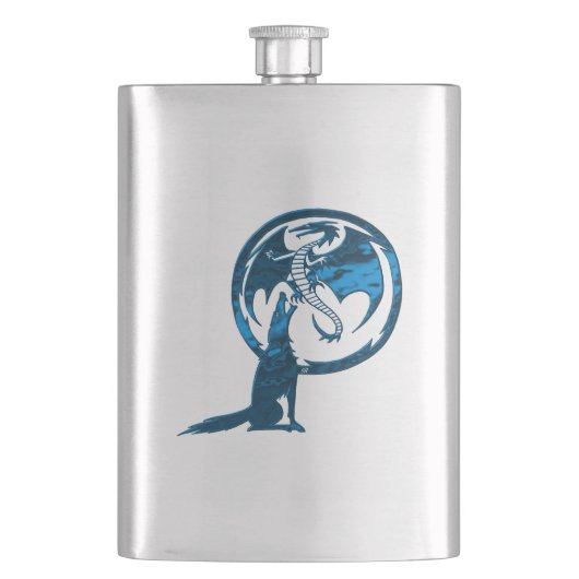 Flacon en acier inoxydable bleu Wolf & Dragon (devant)