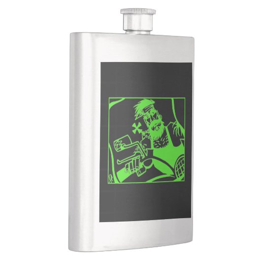 Flacon en acier inoxydable noir vert Biker (Droite)