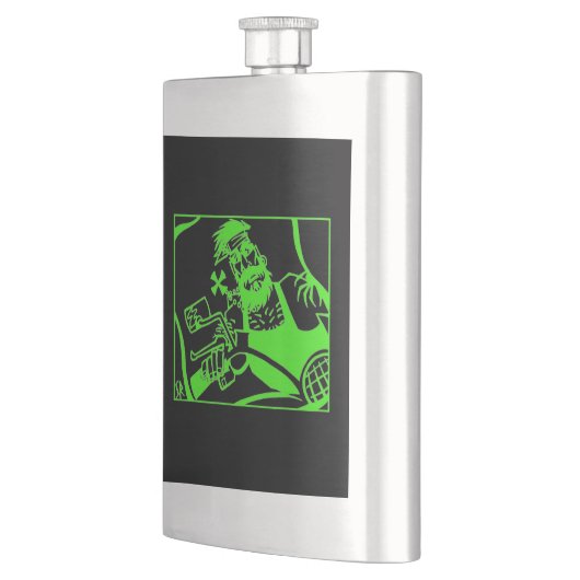 Flacon en acier inoxydable noir vert Biker (Gauche)