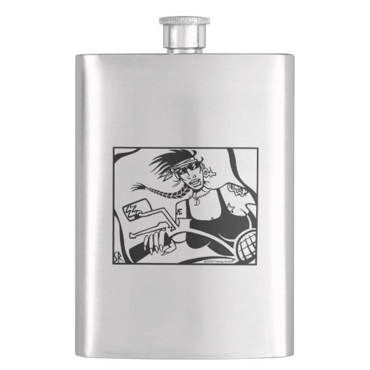 Flacon en acier inoxydable noir Woman Biker (devant)