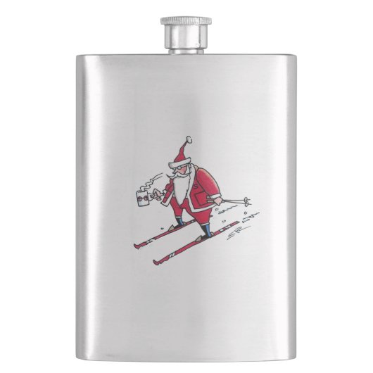 Flacon en acier inoxydable père Noël Skiing (devant)