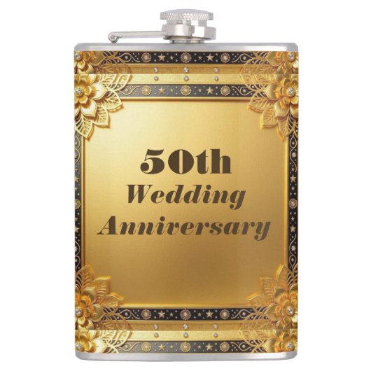 Flacon en faux or Modern Script pour 50e anniversa (Devant)