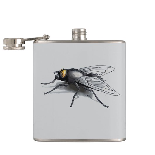 Flacon enveloppé gris mouche géant Fly Buddy (Ouvert)