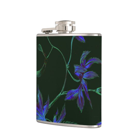 Flacon floral japonais profond bleu et vert (Gauche)