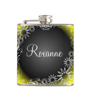 Flacon floral jaune noir marguerite