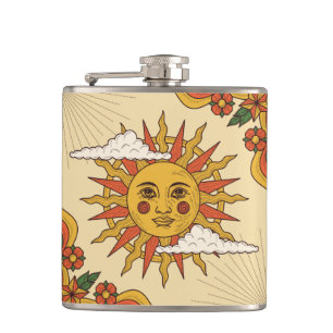 Flacon hip Retro Vintage soleil et papillons