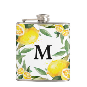 Flacon Mariage citron à l'aquarelle rustique