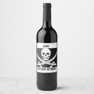 FLACON MET PIRATE GROG WIJN ETIKET