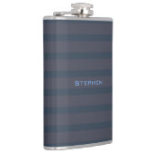 Flacon moderne rayé bleu marine et prune avec nom, (Droite)