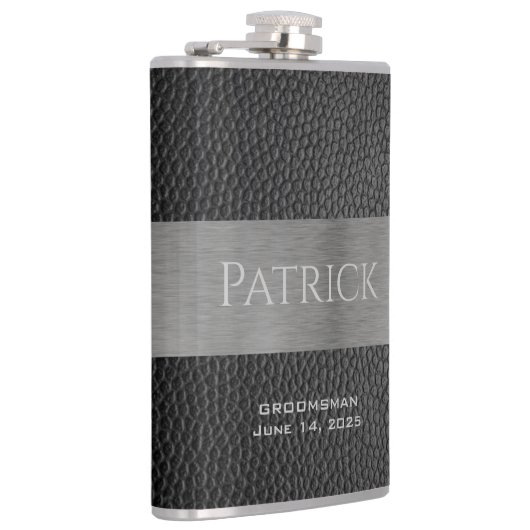 Flacon monogramme en cuir et en métal (Droite)