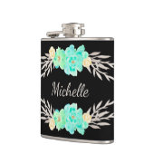 Flacon monogramme personnalisé turquoise et argent (Gauche)