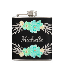 Flacon monogramme personnalisé turquoise et argent