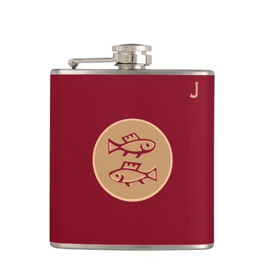 Flacon monogramme rouge - Zodiaque - Poissons (Devant)