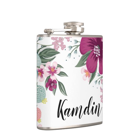 Flacon personnalisé Fleur tropicale sur blanc (Droite)