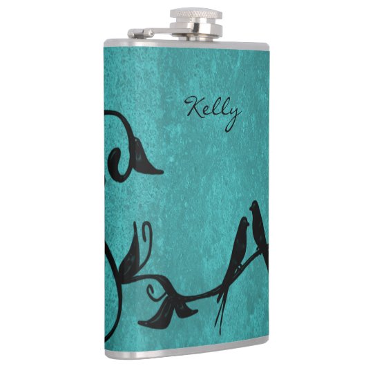 Flacon personnalisé Lovebirds turquoise (Droite)