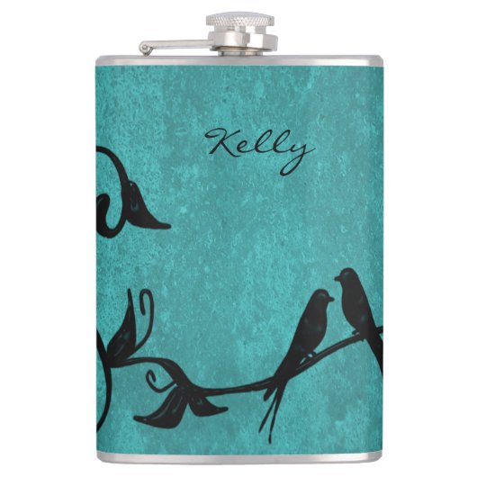 Flacon personnalisé Lovebirds turquoise (Devant)