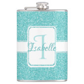 Flacon personnalisé Parties scintillant turquoise (Devant)