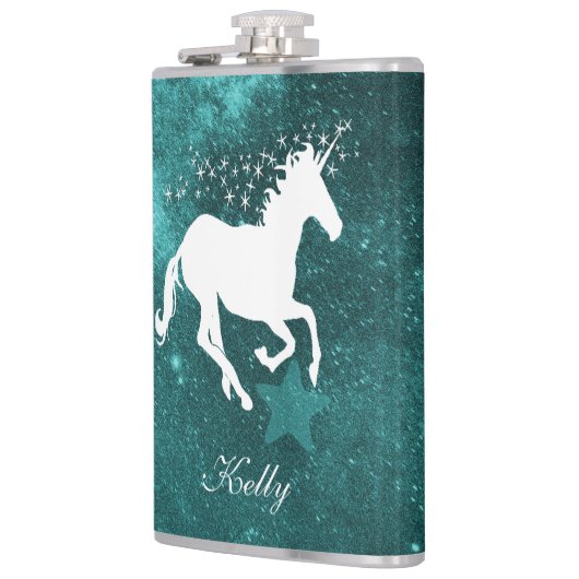 Flacon personnalisé Unicorne turquoise (Gauche)