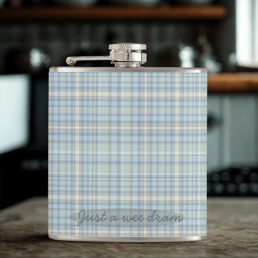 Flacon plat bleu Tartan de printemps moderne