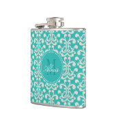Flacon turquoise de damassé de monogramme (Gauche)