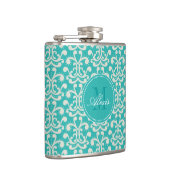 Flacon turquoise de damassé de monogramme (Droite)