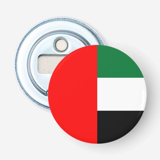 Flaconopener met vlag van de VAE Button Flesopener (Voorkant)